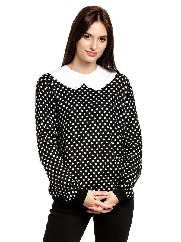 Nastrovje Potsdam Pussy Deluxe Dotties Damen Strickpullover schwarz allover Exklusivangebot