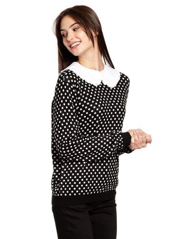 Nastrovje Potsdam Pussy Deluxe Dotties Damen Strickpullover schwarz allover Exklusivangebot