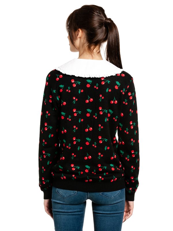 Nastrovje Potsdam Pussy Deluxe Cherries Damen Strickpullover schwarz allover Preisnachlass
