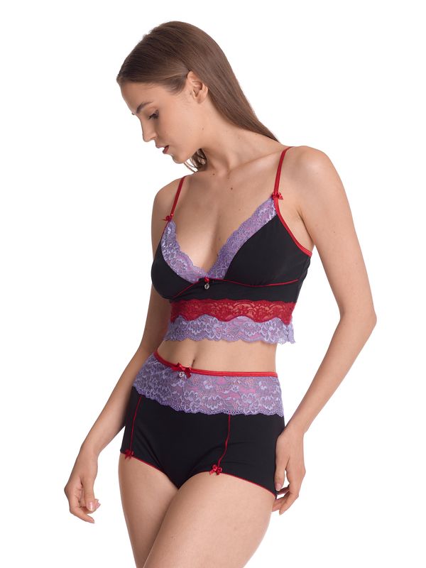 Nastrovje Potsdam Vive Maria Lavender Love Damen Wäscheset: Top mit Panty lilac/black Vierteljährliche Förderung