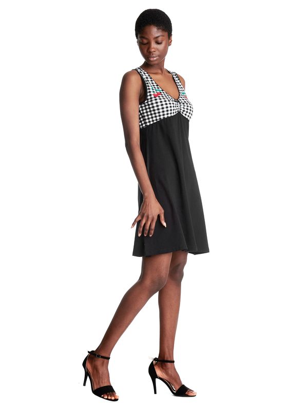 Nastrovje Potsdam Pussy Deluxe Vichy Cherry Damen A-Linien-Kleid schwarz/allover zollfrei