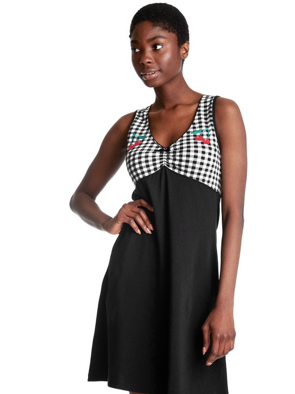 Nastrovje Potsdam Pussy Deluxe Vichy Cherry Damen A-Linien-Kleid schwarz/allover zollfrei