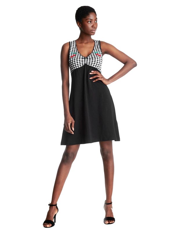 Nastrovje Potsdam Pussy Deluxe Vichy Cherry Damen A-Linien-Kleid schwarz/allover zollfrei