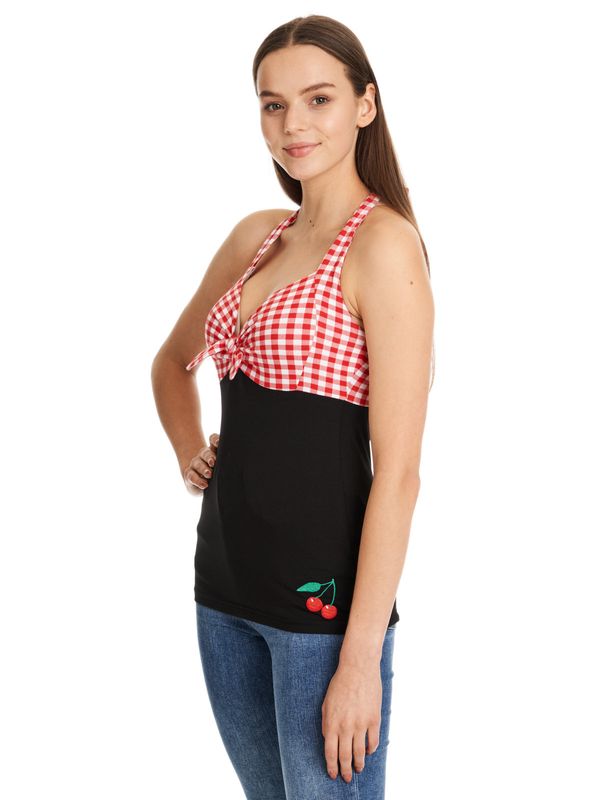 Nastrovje Potsdam Pussy Deluxe Red Plaid Damen Neckholdertop schwarz/rot Meist gekauft