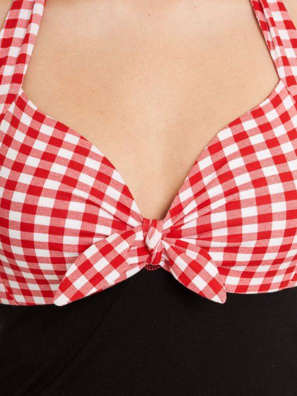 Nastrovje Potsdam Pussy Deluxe Red Plaid Damen Neckholdertop schwarz/rot Meist gekauft