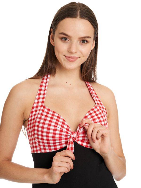 Nastrovje Potsdam Pussy Deluxe Red Plaid Damen Neckholdertop schwarz/rot Meist gekauft