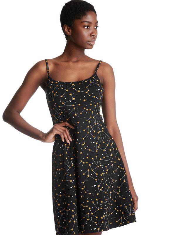 Nastrovje Potsdam Pussy Deluxe Celestial Stars Damen Trägerkleid schwarz allover Blitzverkäufe