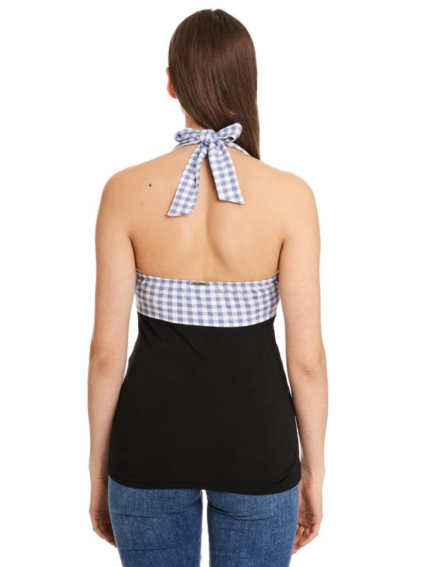 Nastrovje Potsdam Pussy Deluxe Blue Plaid Damen Neckholdertop schwarz/blau Fabrik Onlineshop