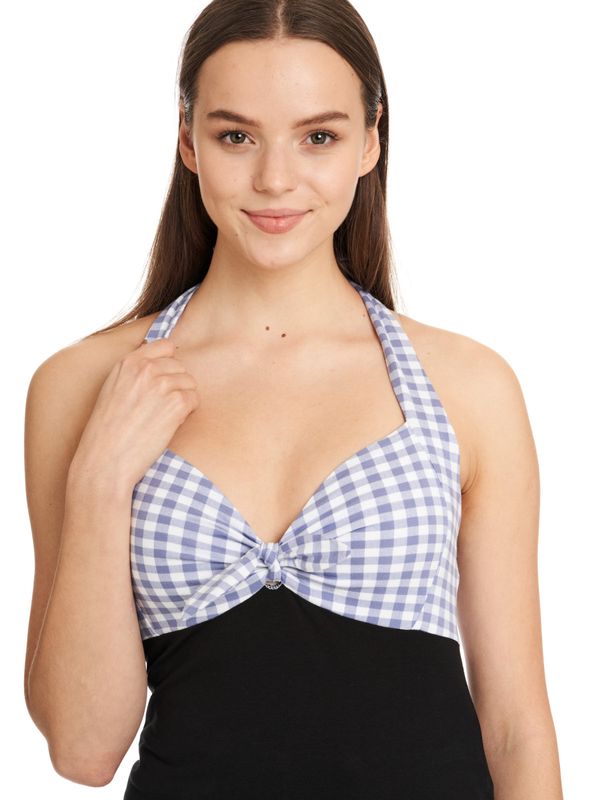 Nastrovje Potsdam Pussy Deluxe Blue Plaid Damen Neckholdertop schwarz/blau Fabrik Onlineshop