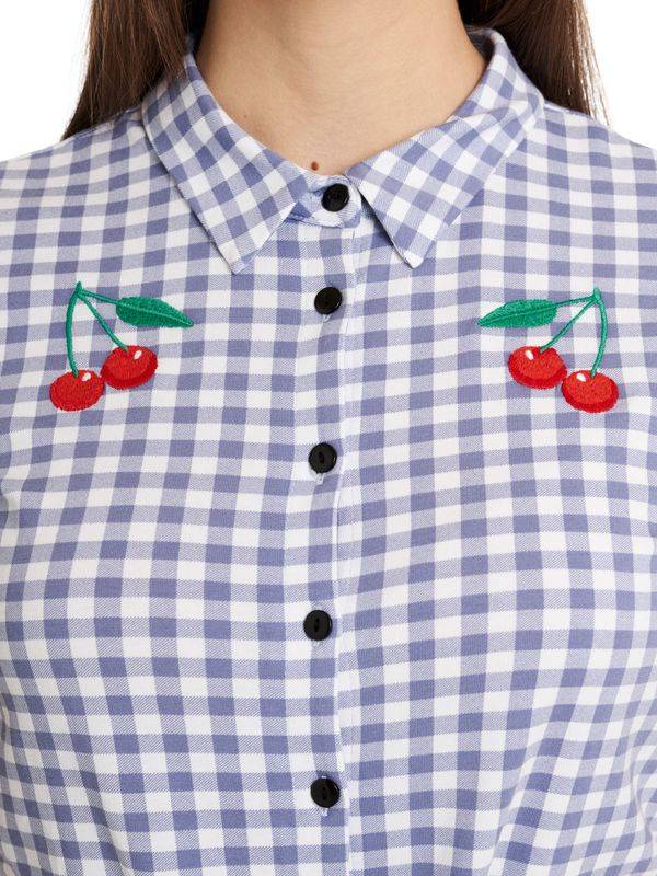 Nastrovje Potsdam Pussy Deluxe Blue Plaid Damen Kurzarmbluse blau allover Sonderangebot