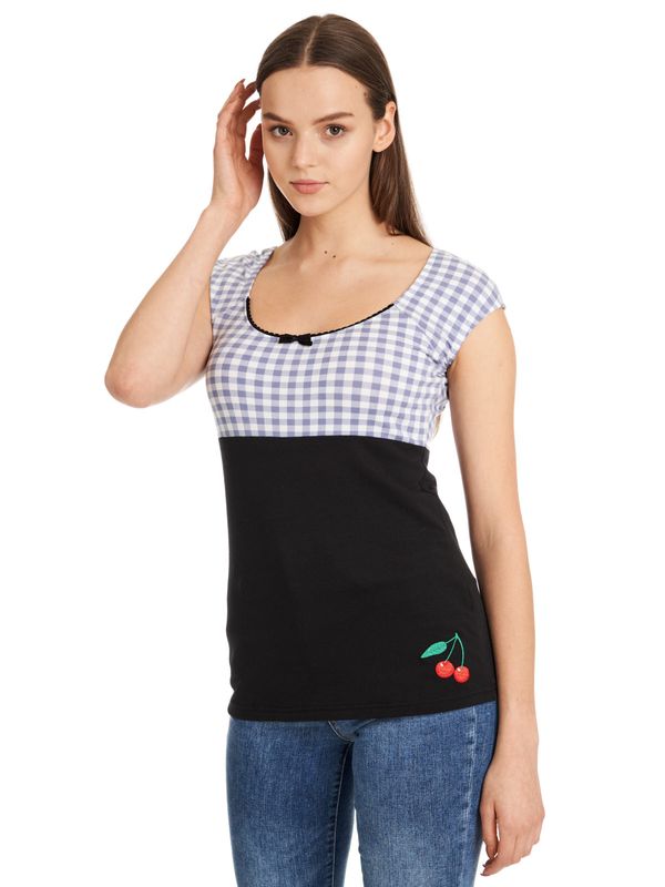 Nastrovje Potsdam Pussy Deluxe Blue Plaid Evie Damen T-Shirt schwarz/blau Black Friday