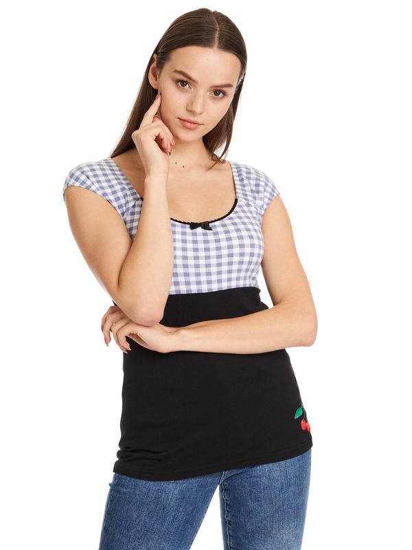 Nastrovje Potsdam Pussy Deluxe Blue Plaid Evie Damen T-Shirt schwarz/blau Black Friday