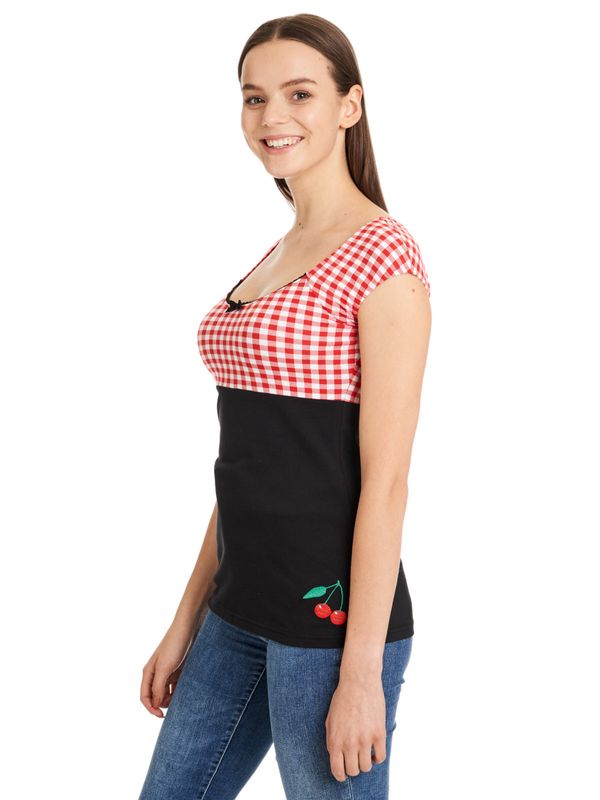 Nastrovje Potsdam Pussy Deluxe Red Plaid Evie Damen T-Shirt schwarz/rot Cyber Monday
