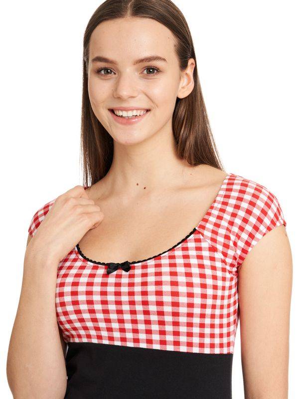 Nastrovje Potsdam Pussy Deluxe Red Plaid Evie Damen T-Shirt schwarz/rot Cyber Monday