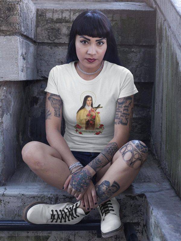 Nastrovje Potsdam Vive Maria Holy Therese Damen T-Shirt weiss Riesige Rabatte