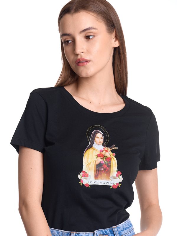 Nastrovje Potsdam Vive Maria Holy Therese Damen T-Shirt schwarz 50% Rabatt mit kostenlosem Versand