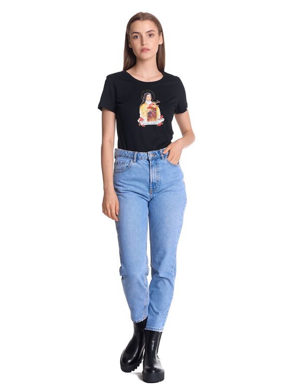Nastrovje Potsdam Vive Maria Holy Therese Damen T-Shirt schwarz 50% Rabatt mit kostenlosem Versand