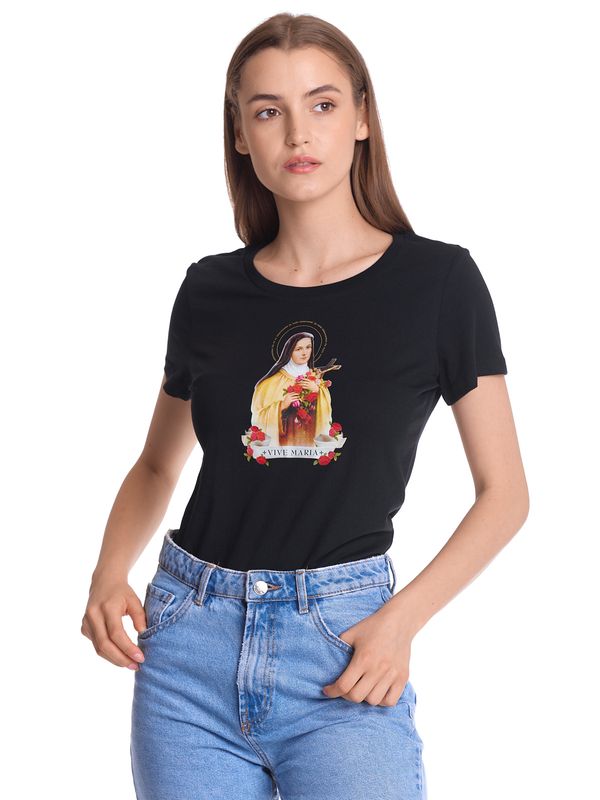 Nastrovje Potsdam Vive Maria Holy Therese Damen T-Shirt schwarz 50% Rabatt mit kostenlosem Versand
