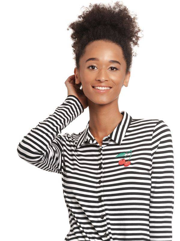 Nastrovje Potsdam Pussy Deluxe Stripes Damen Langarmbluse schwarz/weiß Online