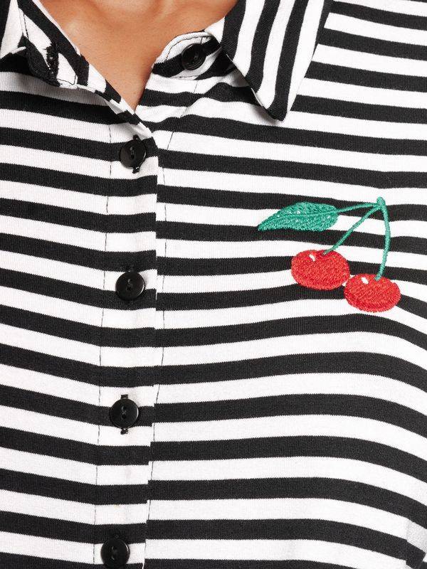 Nastrovje Potsdam Pussy Deluxe Stripes Damen Langarmbluse schwarz/weiß Online