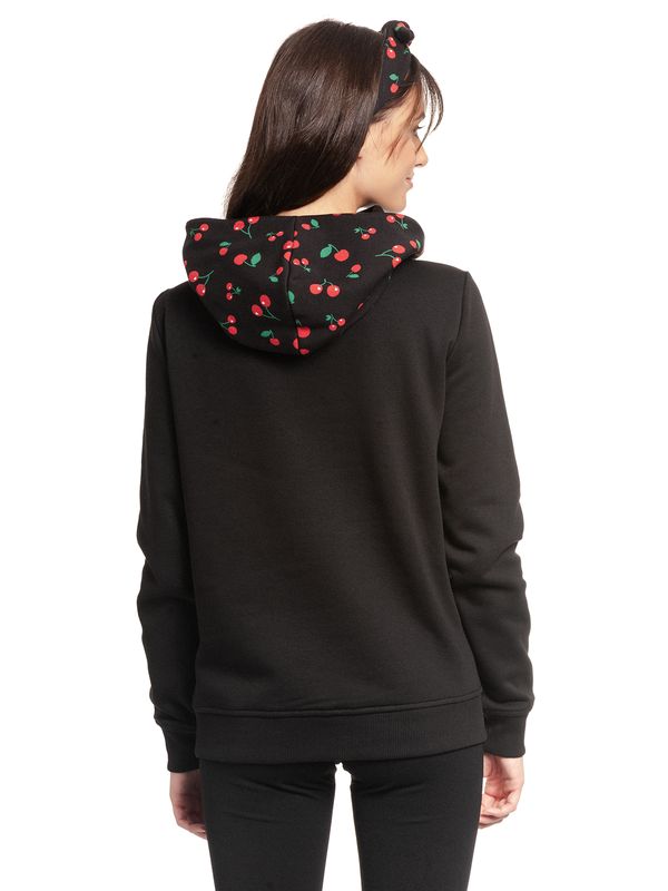 Nastrovje Potsdam Pussy Deluxe Cherries Damen Schalkragenpullover schwarz allover Auslauf