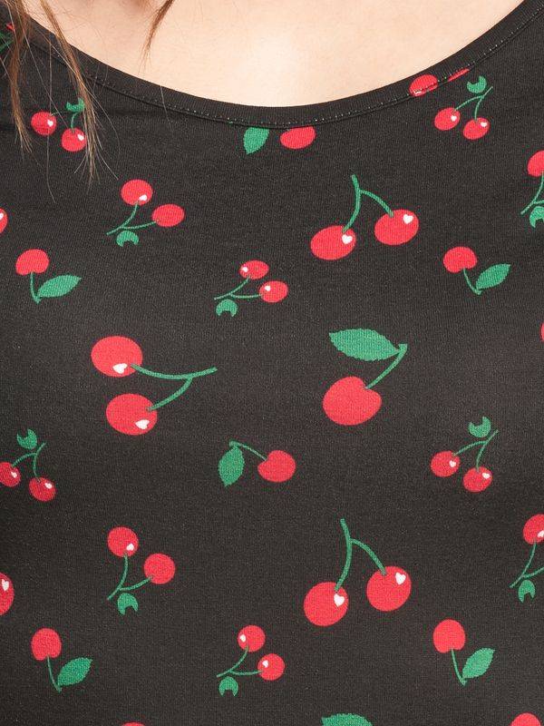 Nastrovje Potsdam Pussy Deluxe Cherries Slim Damen Sweatkleid schwarz allover Verkauf