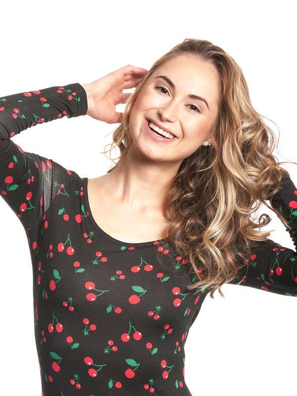 Nastrovje Potsdam Pussy Deluxe Cherries Slim Damen Sweatkleid schwarz allover Verkauf