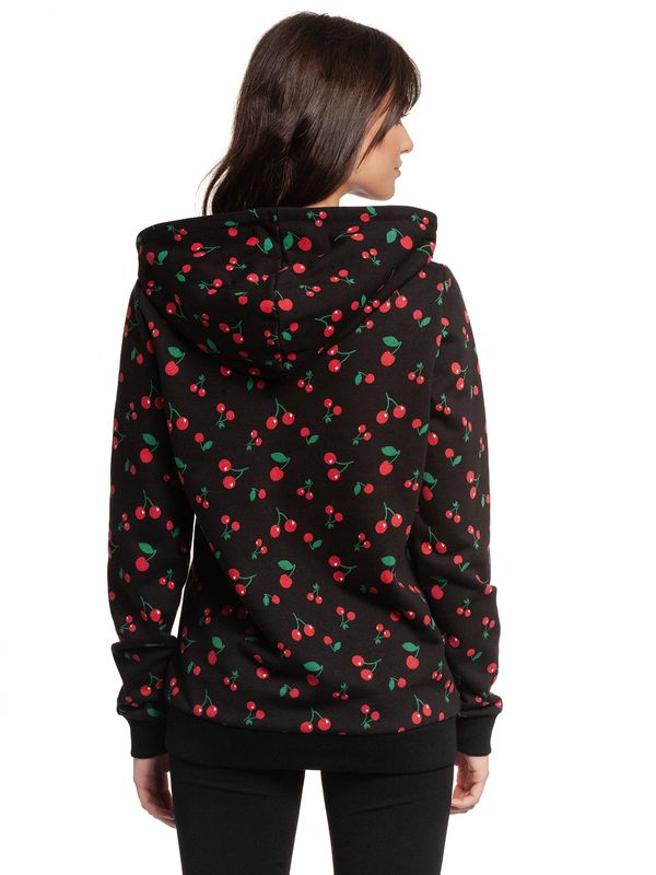 Nastrovje Potsdam Pussy Deluxe Cherries Damen Kapuzensweatjacke schwarz allover Angebote