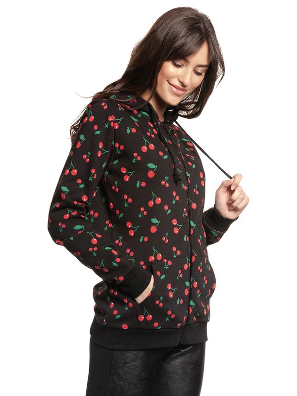 Nastrovje Potsdam Pussy Deluxe Cherries Damen Kapuzensweatjacke schwarz allover Angebote