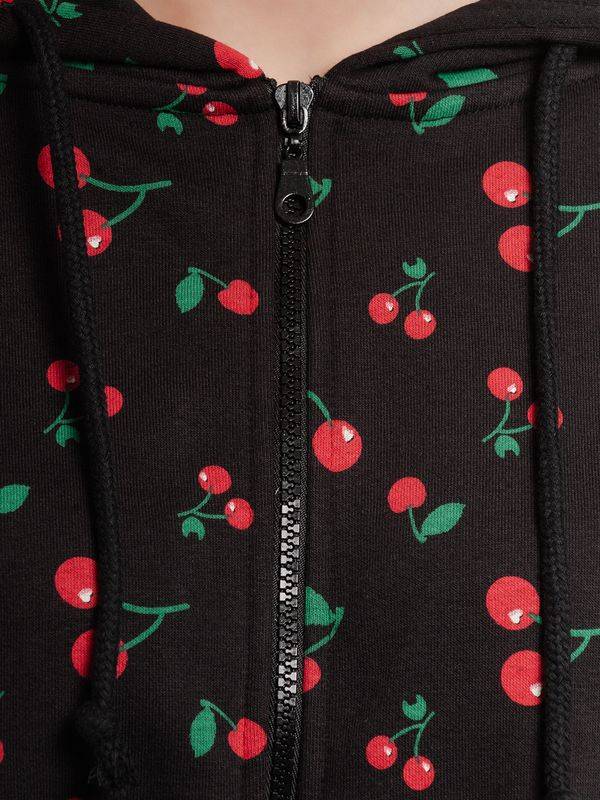 Nastrovje Potsdam Pussy Deluxe Cherries Damen Kapuzensweatjacke schwarz allover Angebote