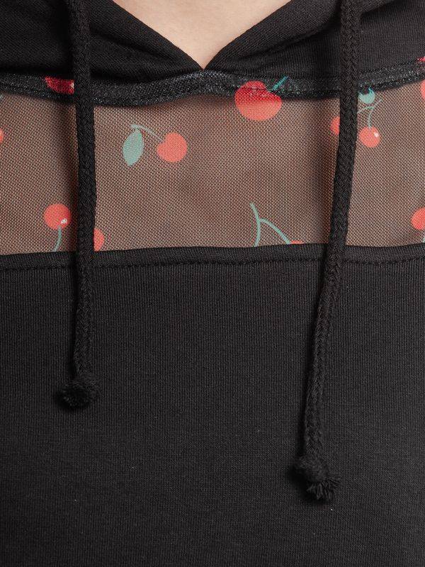 Nastrovje Potsdam Pussy Deluxe Cherries Damen Kapuzensweatshirt schwarz allover Hotsell