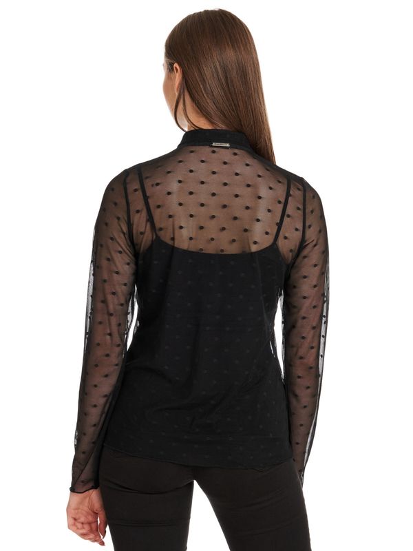 Nastrovje Potsdam Pussy Deluxe Black Dots Damen Langarmbluse schwarz Schlussverkauf