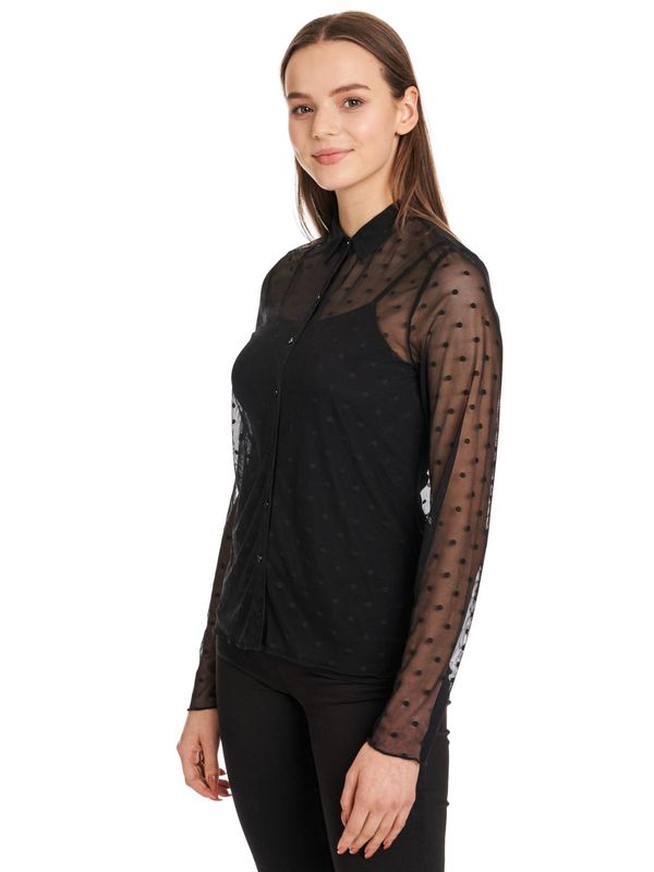 Nastrovje Potsdam Pussy Deluxe Black Dots Damen Langarmbluse schwarz Schlussverkauf