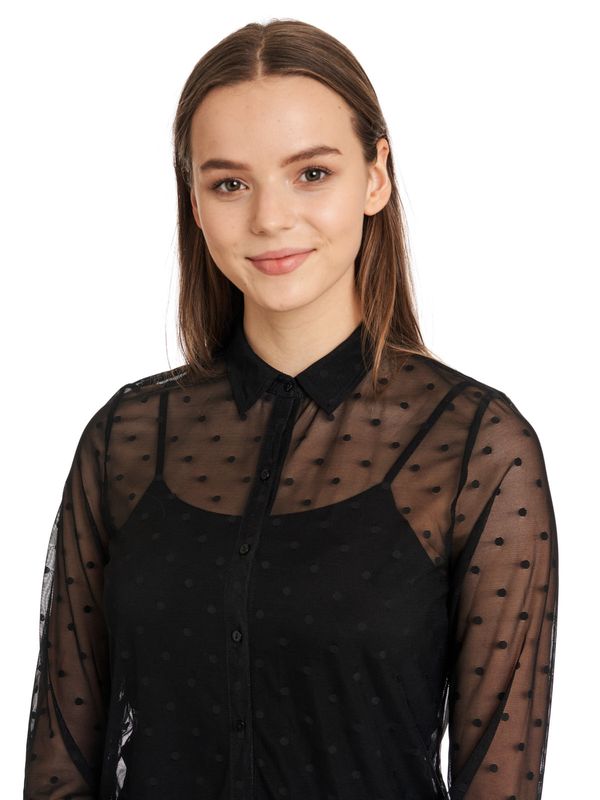 Nastrovje Potsdam Pussy Deluxe Black Dots Damen Langarmbluse schwarz Schlussverkauf