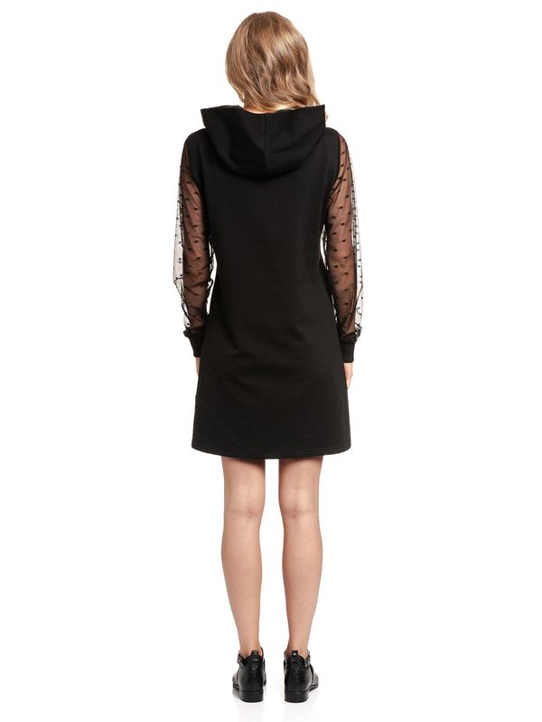 Nastrovje Potsdam Pussy Deluxe Black Dots Shawl Hooded Damen Sweatkleid schwarz Fabrikverkauf