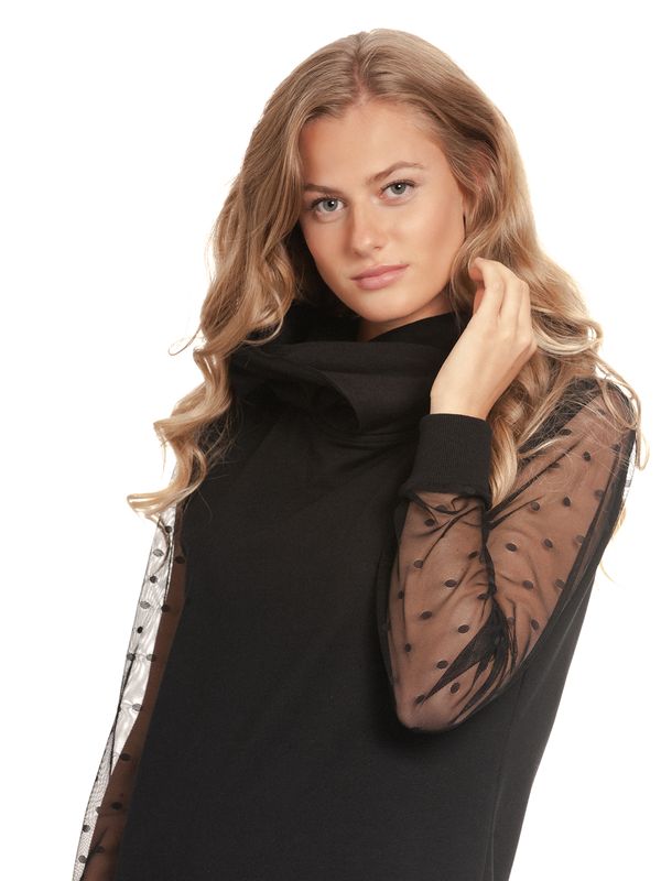 Nastrovje Potsdam Pussy Deluxe Black Dots Shawl Hooded Damen Sweatkleid schwarz Fabrikverkauf