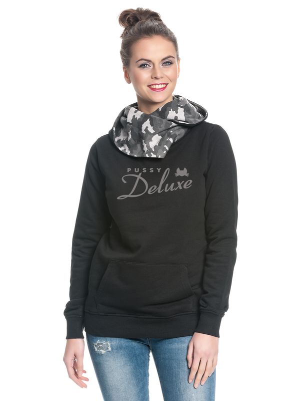 Nastrovje Potsdam Pussy Deluxe Logo Military Damen Schalkragenpullover schwarz/grau camouflage Kostenloser Versand