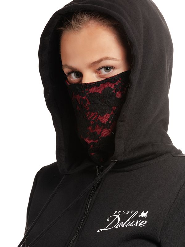 Nastrovje Potsdam Pussy Deluxe Stay Safe Lace Mask Damen Kapuzensweatjacke schwarz Sonderangebot