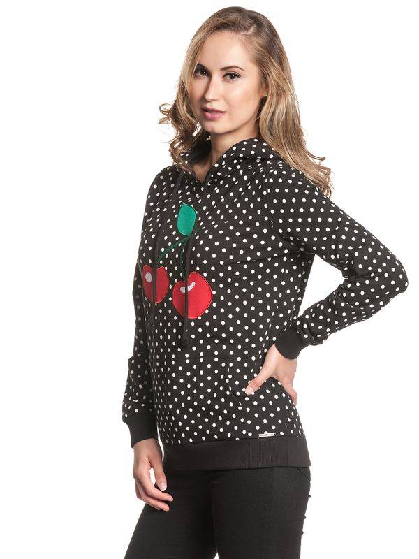 Nastrovje Potsdam Pussy Deluxe Big Cherry Damen Kapuzensweatshirt schwarz allover Rabatt