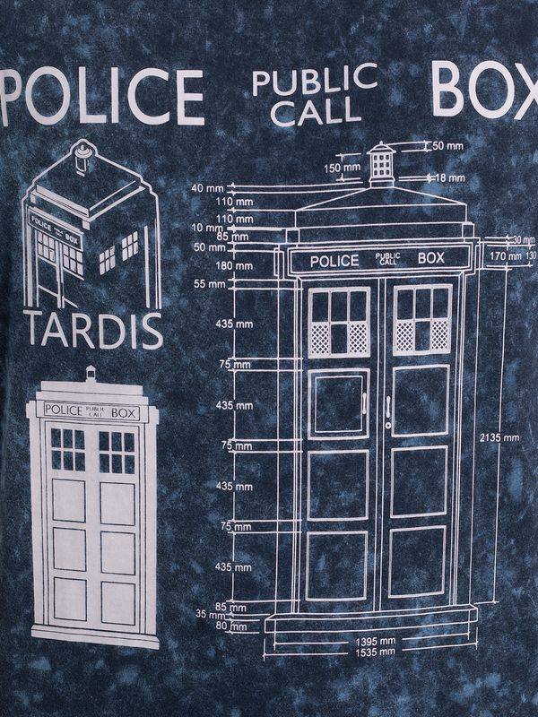 Nastrovje Potsdam Doctor Who Police Box Blueprint Batik Herren T-Shirt blau Blitzangebot