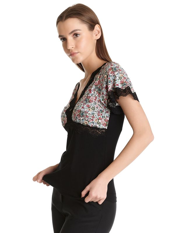 Nastrovje Potsdam Vive Maria French Flower Damen T-Shirt schwarz/creme allover Riesige Rabatte