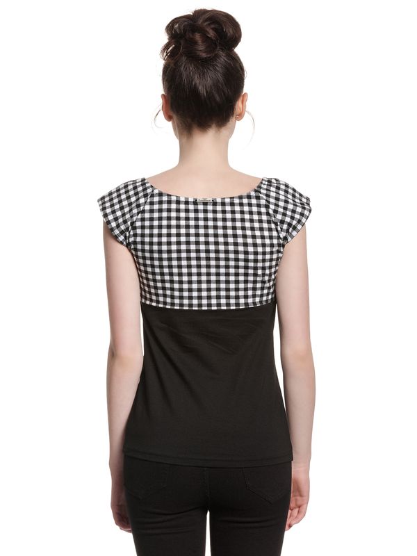 Nastrovje Potsdam Pussy Deluxe Plaid Evie Damen T-Shirt schwarz/weiß Fabrik Onlineshop