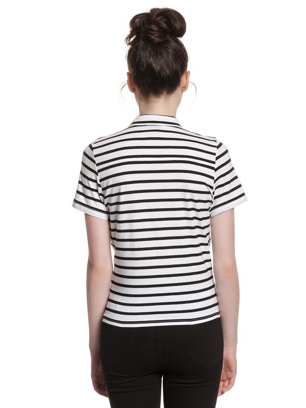 Nastrovje Potsdam Pussy Deluxe Revival Stripes Short Damen Kurzarmbluse schwarz/weiß Sonderangebot