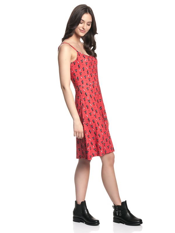 Nastrovje Potsdam Pussy Deluxe Kitty Cupcake Love Damen A-Linien-Kleid rot allover Rabatt