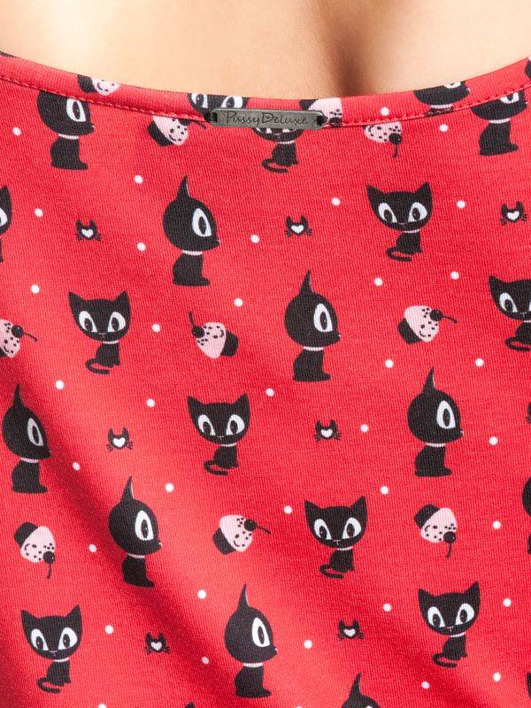 Nastrovje Potsdam Pussy Deluxe Kitty Cupcake Love Damen A-Linien-Kleid rot allover Rabatt
