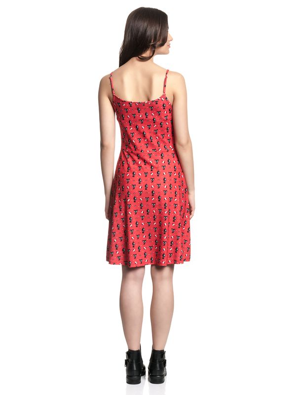 Nastrovje Potsdam Pussy Deluxe Kitty Cupcake Love Damen A-Linien-Kleid rot allover Rabatt