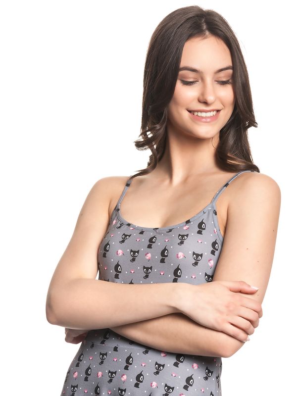 Nastrovje Potsdam Pussy Deluxe Kitten & Cupcakes Damen A-Linien-Kleid grau allover Günstig kaufen