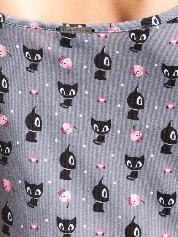 Nastrovje Potsdam Pussy Deluxe Kitten & Cupcakes Damen A-Linien-Kleid grau allover Günstig kaufen