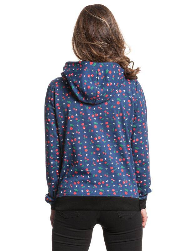 Nastrovje Potsdam Pussy Deluxe Cat Paws & Cherries Damen Schalkragenpullover blau allover Großer Ausverkauf