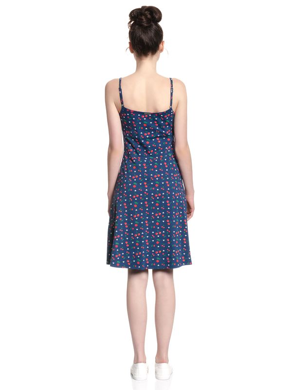 Nastrovje Potsdam Pussy Deluxe Cat Paws & Cherries Damen Spaghettikleid blau allover Online Shopping
